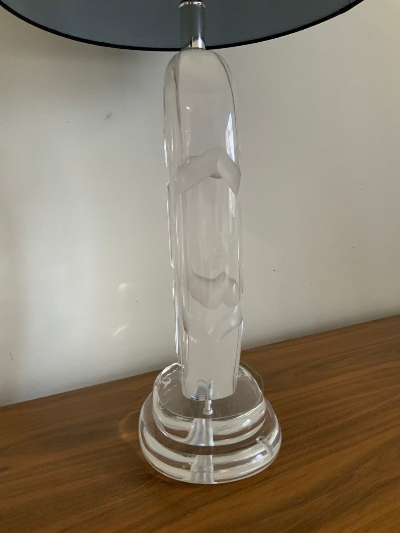 Hivo Van Teal Etched Design Lucite Table Lamp Etsy