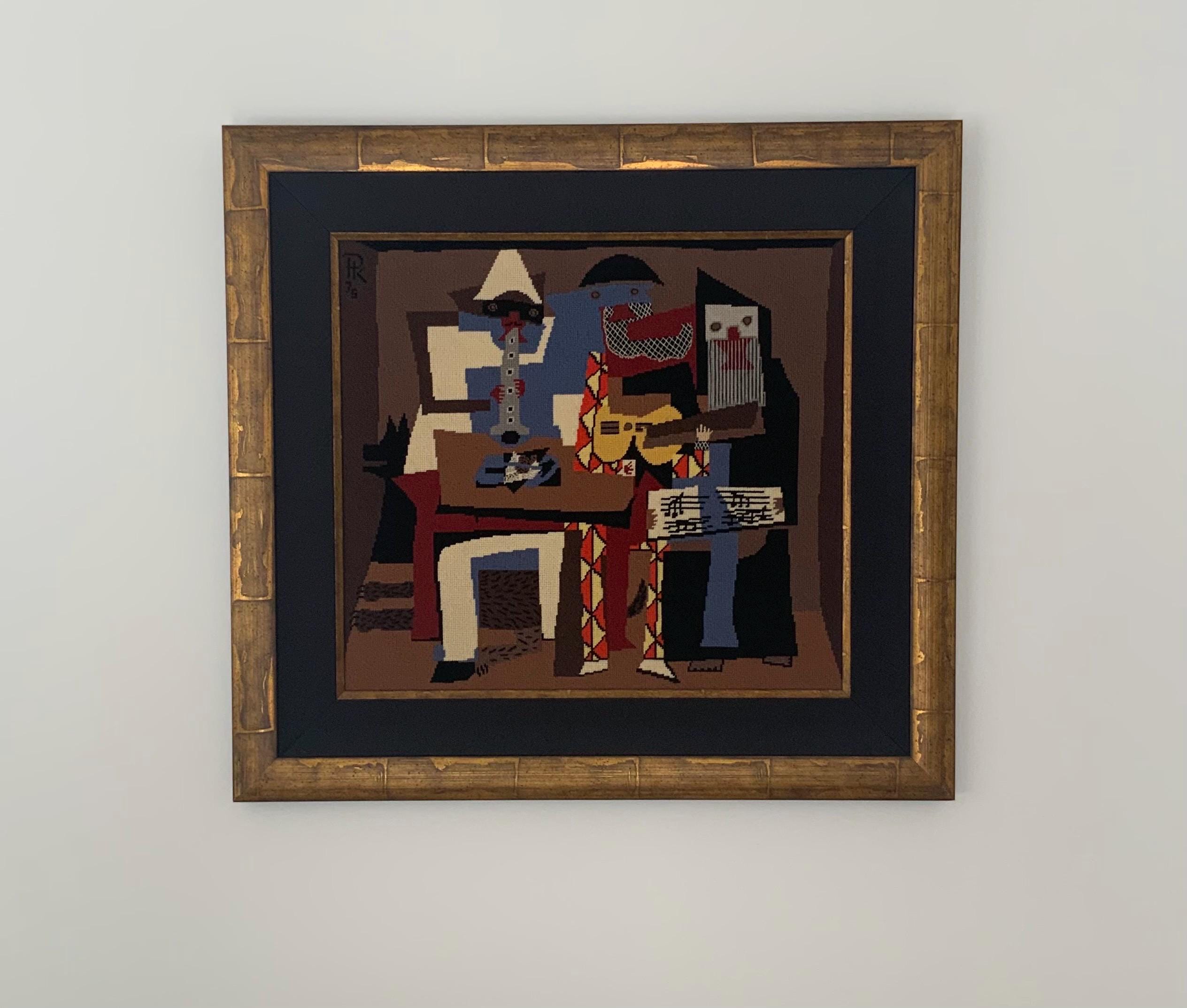 Jakob Pazeller Indulók Marches Märsch他3枚 Picasso Style/manner the “three Musicians” in Needlepoint Artwork