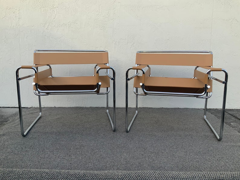 Marcel Breuer Wassily Leather Lounge Chairs Etsy