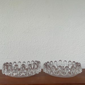 2 pcs Kosta Boda 2pcs  &quot;Sunflower&quot; Art Glass  Shallow Bowl /Ashtray by Goran Warff, Sweden.