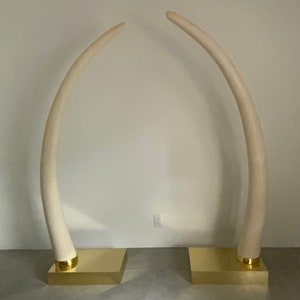 Free standing Faux/ Fake  Elephant style Tusks on Brass Base