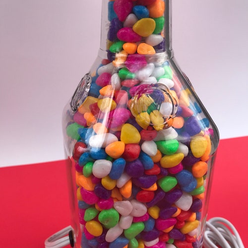 Nerds Candy Lamp, Nerds Candy, Liquor Bottle Lamp, Home Decor, Office Decor, Dorm Decor, Upcycled Liquor Bottle shops Lamp, Table Lamp