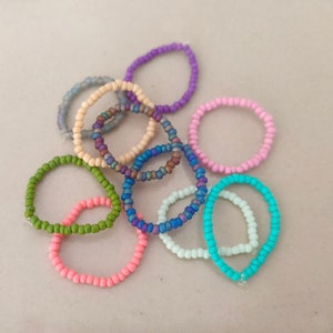 Stretch Beaded Ring, Elastic Stack Beaded Ring,Colorful Seed Bead Rings | vsco | Elastic ring| stacking ring, Handmade Jewellery, Gifts