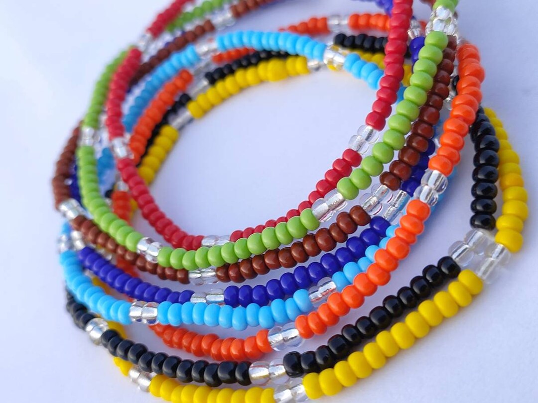 Set of 7 Beaded Stacking Bracelets, Stretchy Bracelets, Seed Bead
