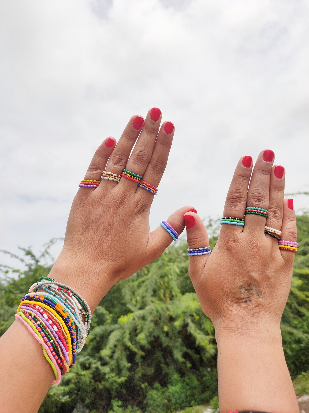 3 Beaded Ring | Colorful Seed Bead Rings | Vsco | Elastic Ring ...