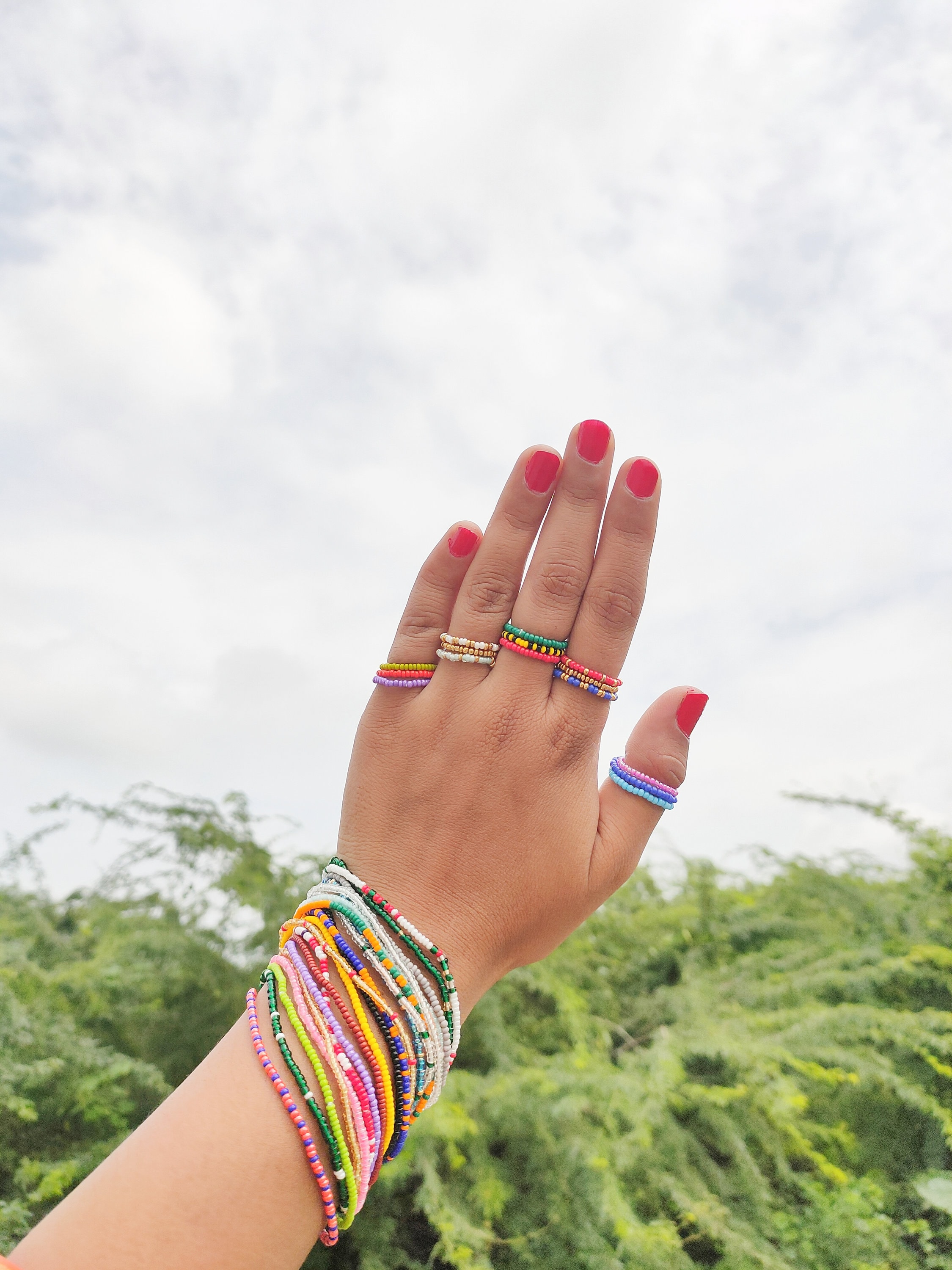 3 Beaded Ring | Colorful Seed Bead Rings | Vsco | Elastic Ring ...