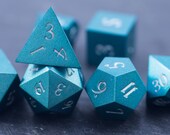 Metal Dice Set DnD Dice Set Dungeons and Dragons Dice Set Blue Dice Set Silver Font