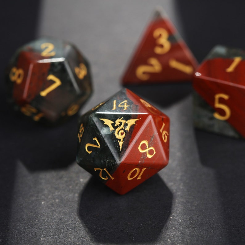 Blood Stone DnD Dice Set Gemstone Dice Set Stone Dice Set Etsy