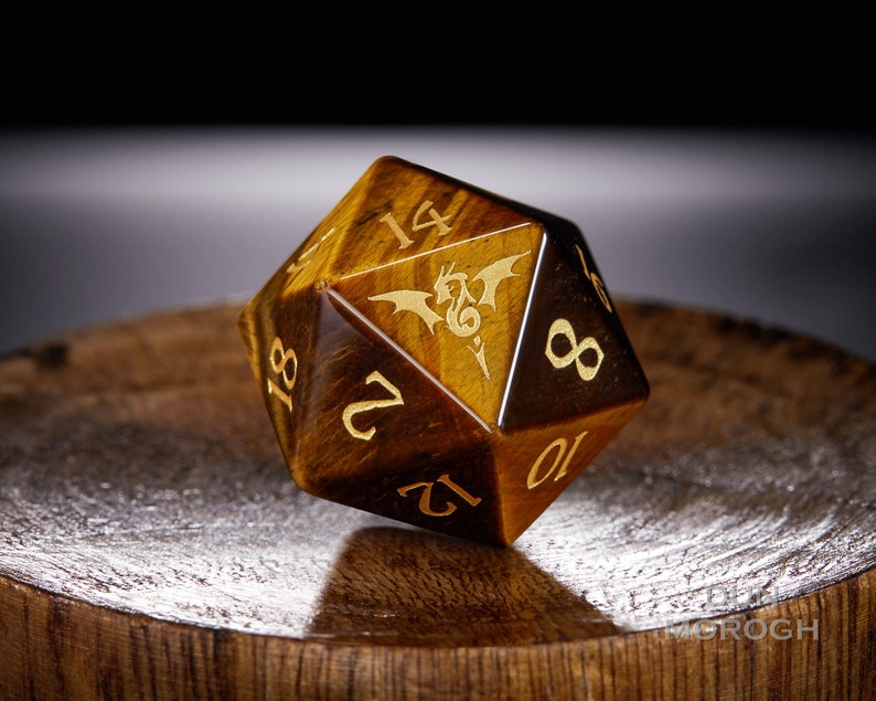 Tiger's Eye DnD Dice Set Gemstone Dice Set Stone Dice Set Etsy