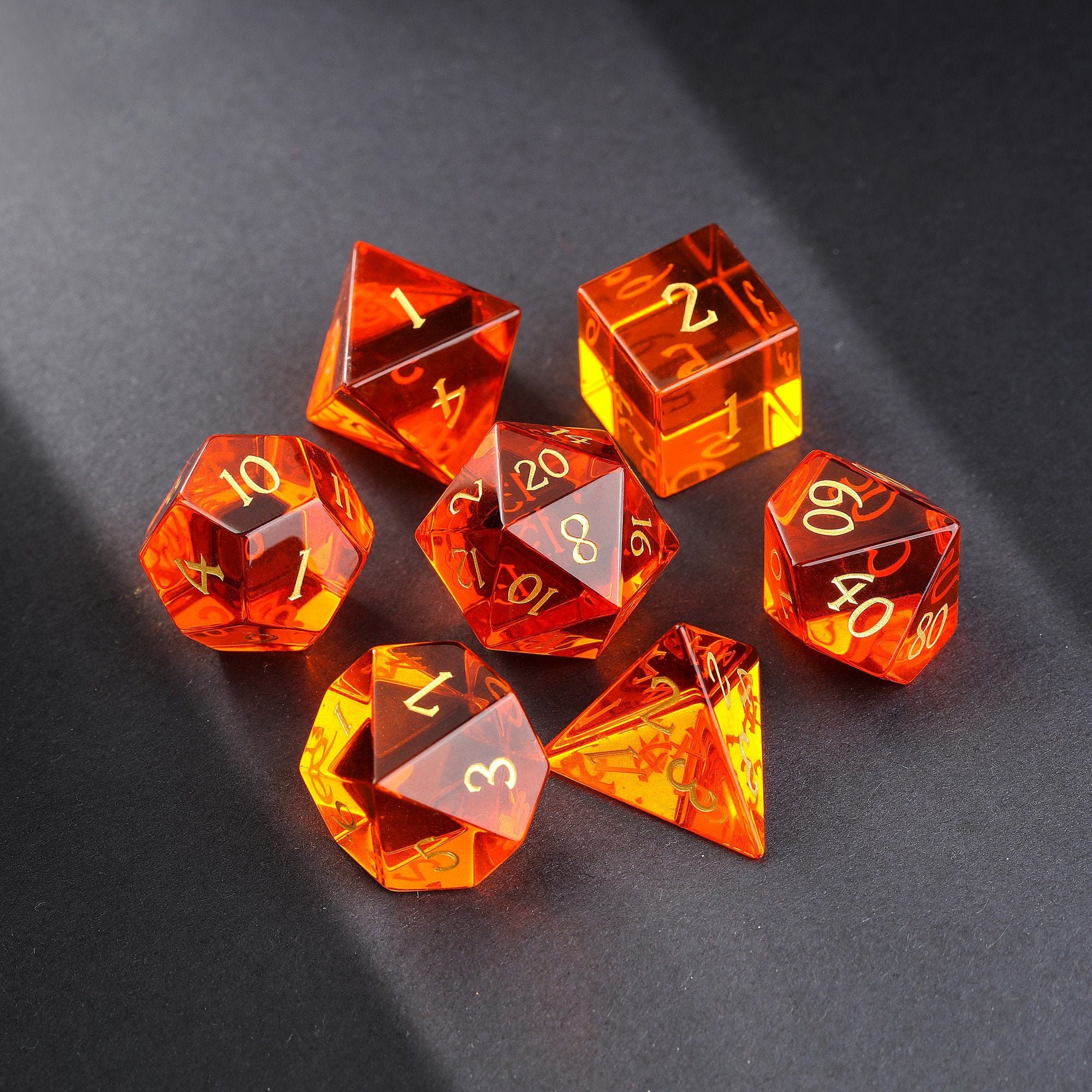 Fire Zircon Glass Dice Set DnD Dice Set Gemstone Dice Set Etsy