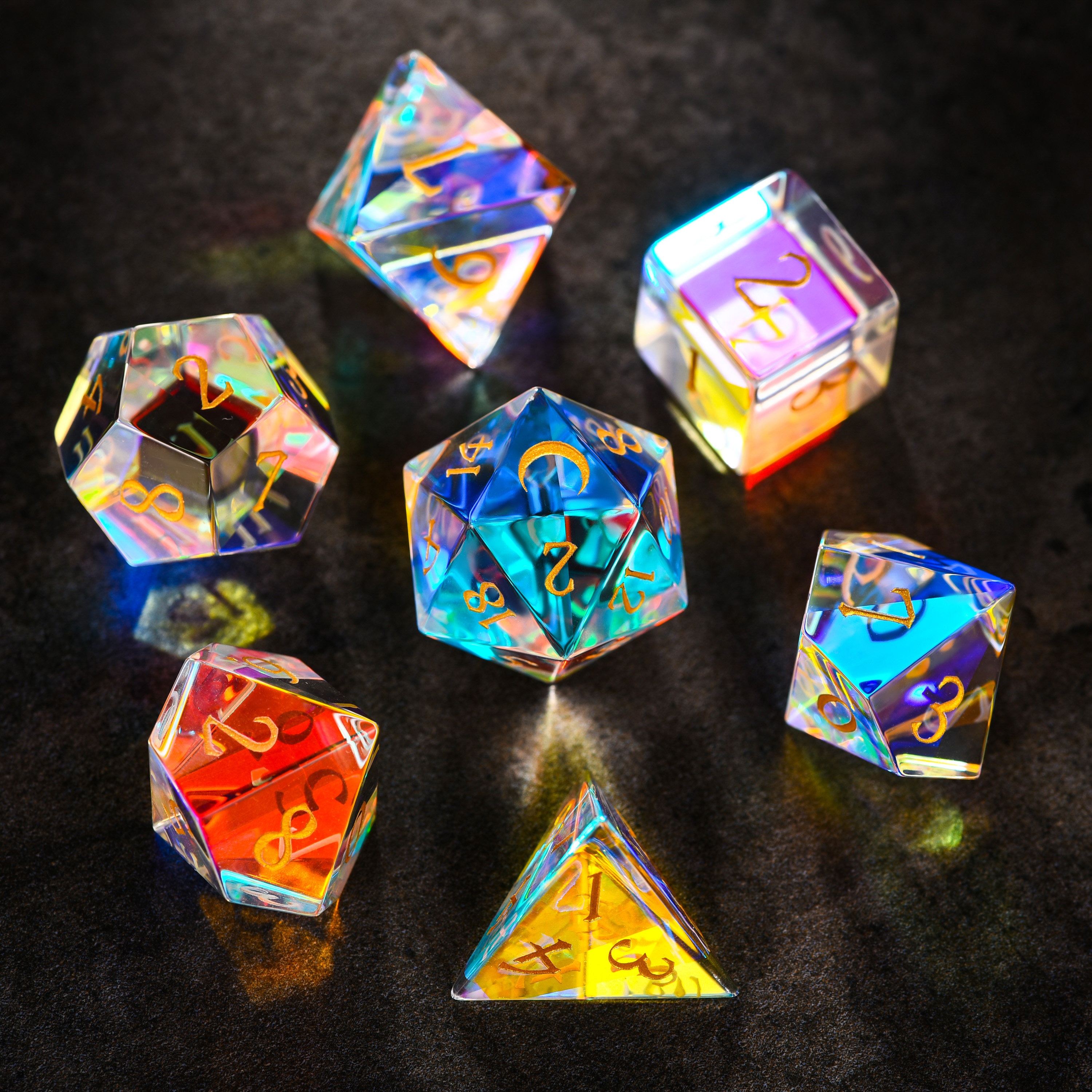 Prismatic Glass DnD Dice Set Gemstone Dice Set Stone Dice Set Etsy