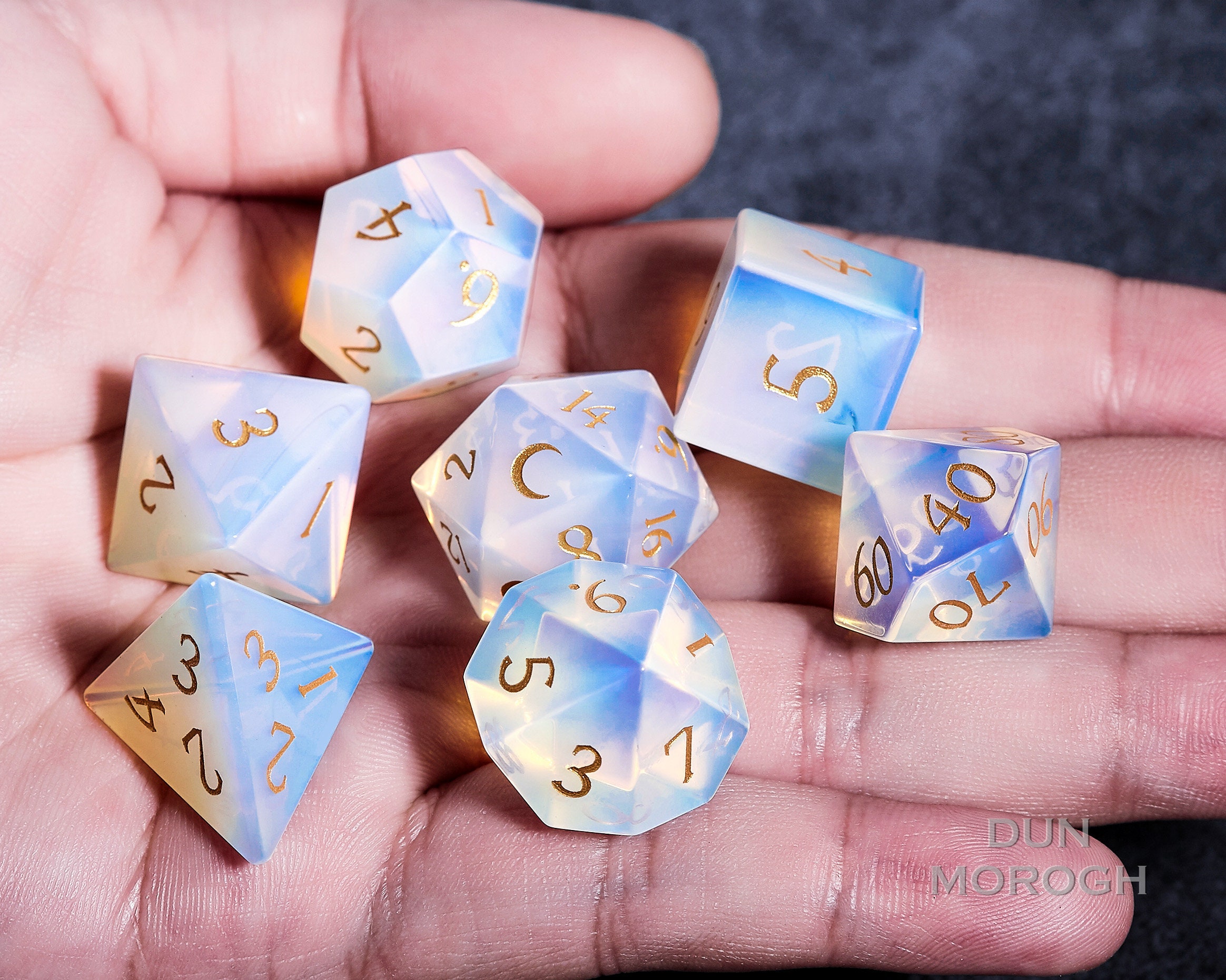 Opalite Dice Set DnD Dice Set Gemstone Dice Set Stone Dice Set Etsy