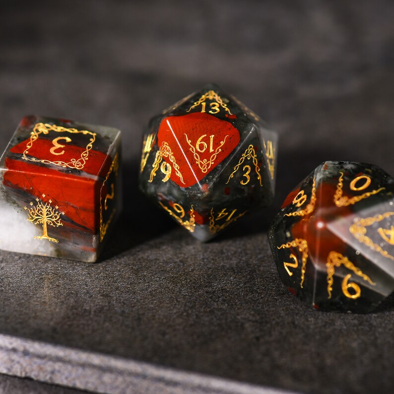 Blood Stone DnD Dice Set Gemstone Dice Set Stone Dice Set Etsy