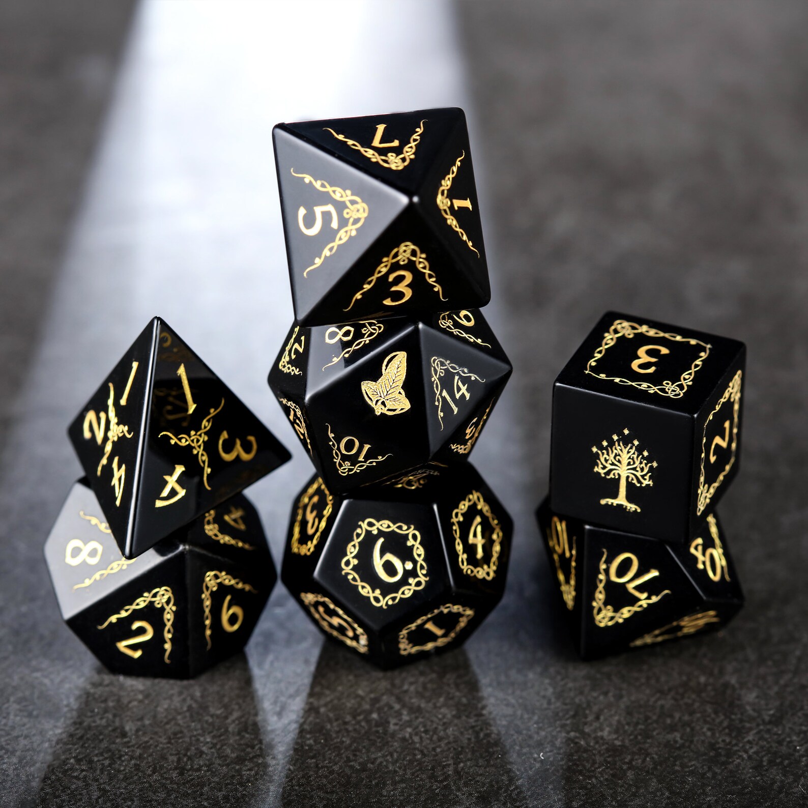 Black Obsidian DnD Dice Set Gemstone Dice Set Stone Dice Set Etsy