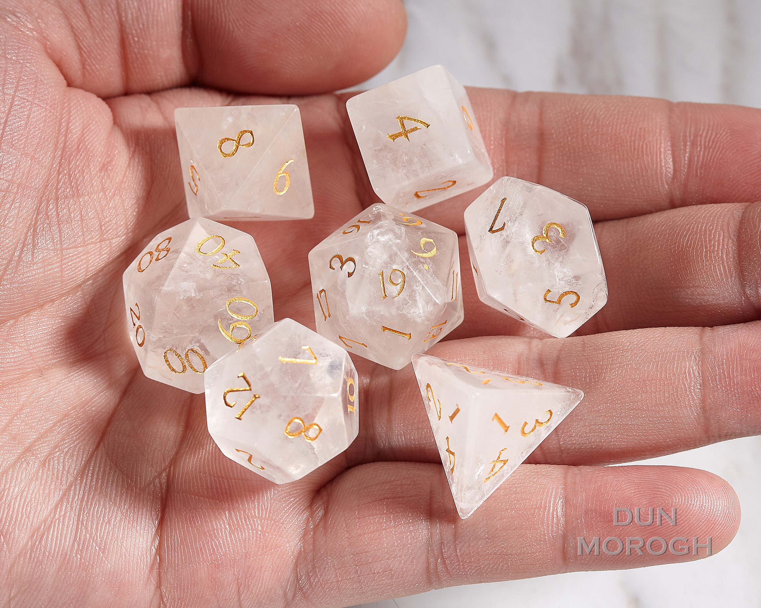 Crystal Quartz DnD Dice Set Gemstone Dice Set Stone Dice Set Etsy