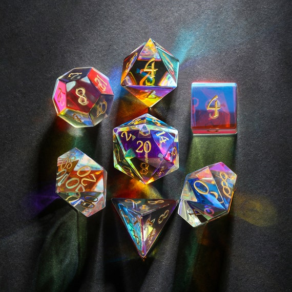 Prismatic Glass DnD Dice Set Gemstone Dice Set Stone Dice Set Etsy