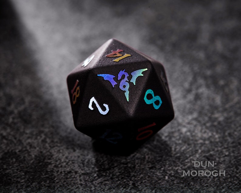 Raise Holographic Black Obsidian Dice Set DnD Dice Set Etsy