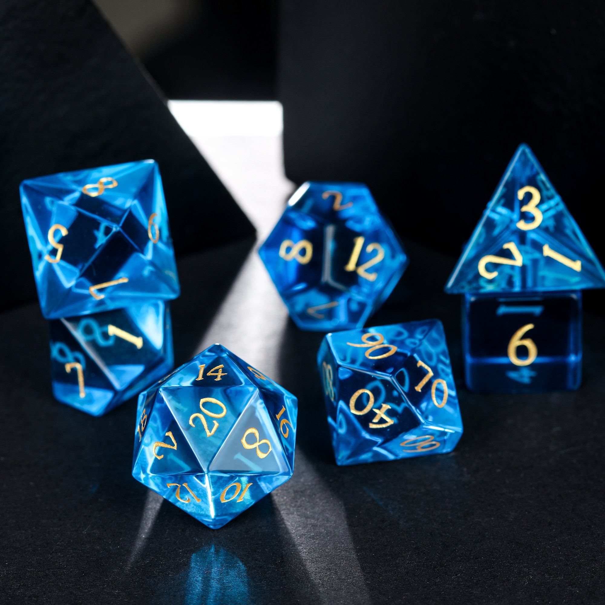 Blue Zircon Glass DnD Dice Set Gemstone Dice Set Stone Dice Etsy