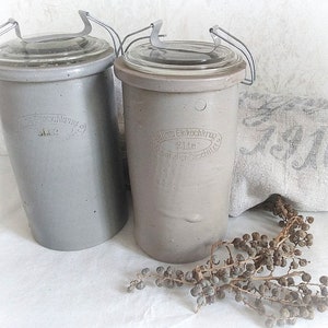 Set of 2 ancient preserving jars with lids and closures image 1