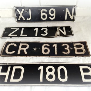 4 old original car license plates with great patina industrial wall decoration image 1