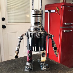 Robot Army Z 145, Scrap Metal Robot Zombie Sculpture, A Retro Style Sci Fi Beauty