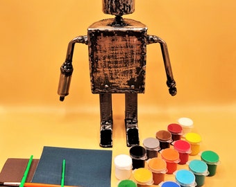 Paint Your Own Welded Metal Robot Sculpture Kit