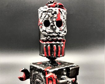 Welded Steel Robot Zombie Sculpture, Bar Room Decor