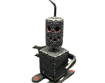 Robot Zombie 169, A Welded Metal and Glass Beaded Sculpture, A Nice Little Shelf Robot