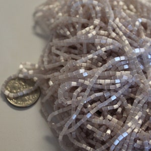 Vintage 3mm opaque greyish white bugle beads