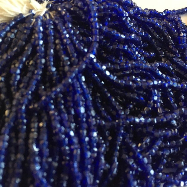 Vintage 2mm or 11/0 3-cut cobalt blue seed beads