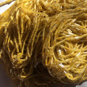 Vintage Tuscan sun yellow 4mm bugle beads