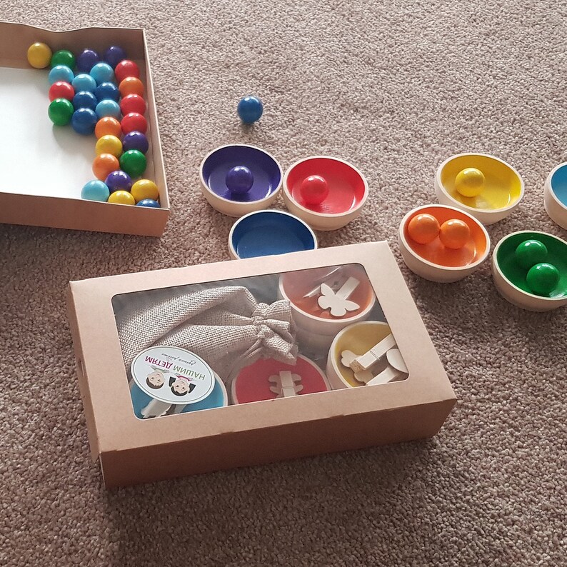 Waldorf Wooden Toys Toddler Color Sorting Toy Montessori Etsy