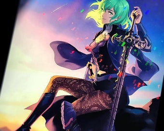 RETIRING - Fire Emblem: Three Houses - Byleth Holographic Large Art Print