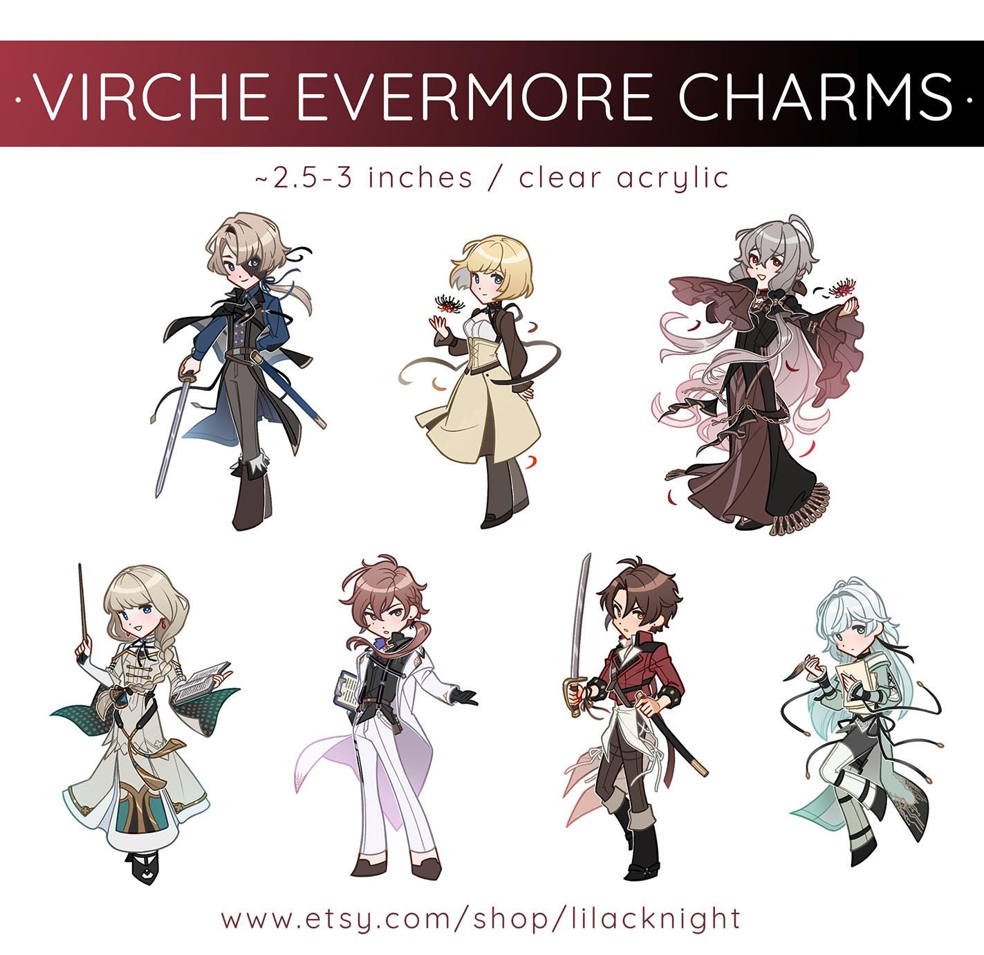 Virche Evermore - Otome Game Acrylic Charms (set 7 of 7) - Etsy