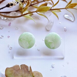 Green Circle Marble Stud Earrings I Handmade Polymer Clay Earrings | Stud Earrings Marble Clay