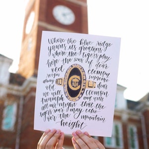 Clemson Ladies Ring Hand Lettered Print 8x10