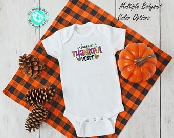 Thanksgiving Baby Outfit | Have A Thankful Heart Romper | Fall Infan Bodysuit | 1st Thanksgiving Outfit | Fall Baby Gift | Baby Shower Gift