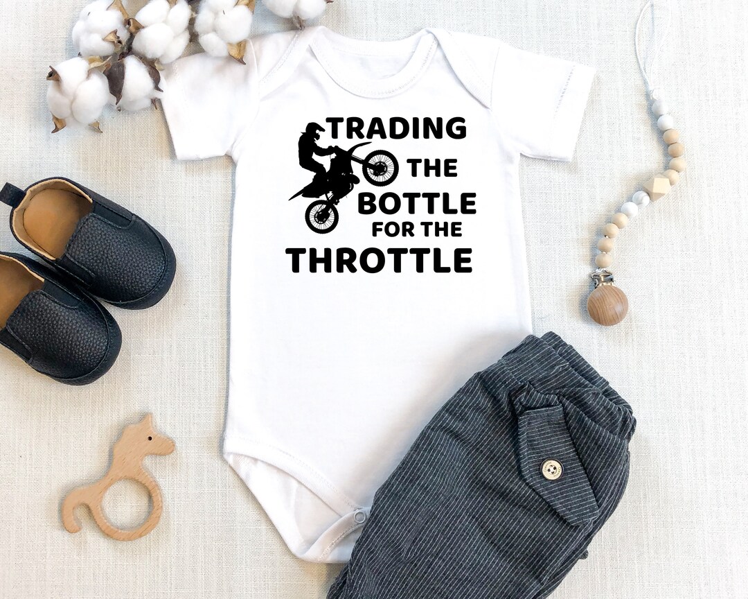 Motorcycle Onezy Trading the Bottle for the Throttle Onesie® Dirt Bike Onesie® Baby ...