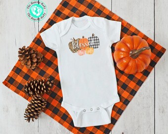 Thanksgiving Onesie® | Blessed Romper | Cute Fall Baby One Piece Outfit | Thanksgiving Turkey Infant Bodysuit | Pumpkin Onesie