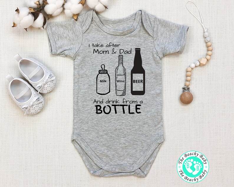 Funny Baby Onesie® Drink from a Bottle Grey Romper I Take Etsy