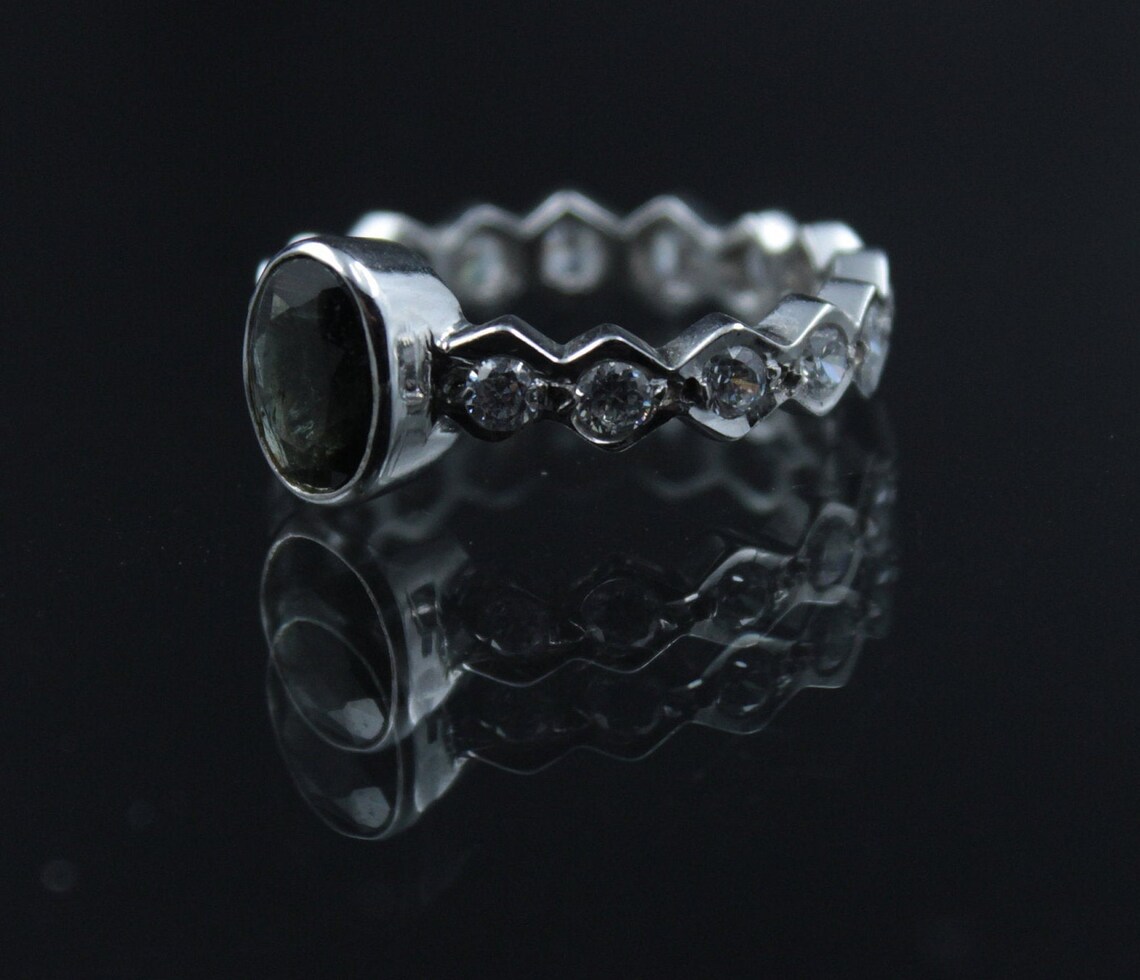 Black Tourmaline Sterling Silver Ring Minimalist Ring | Etsy