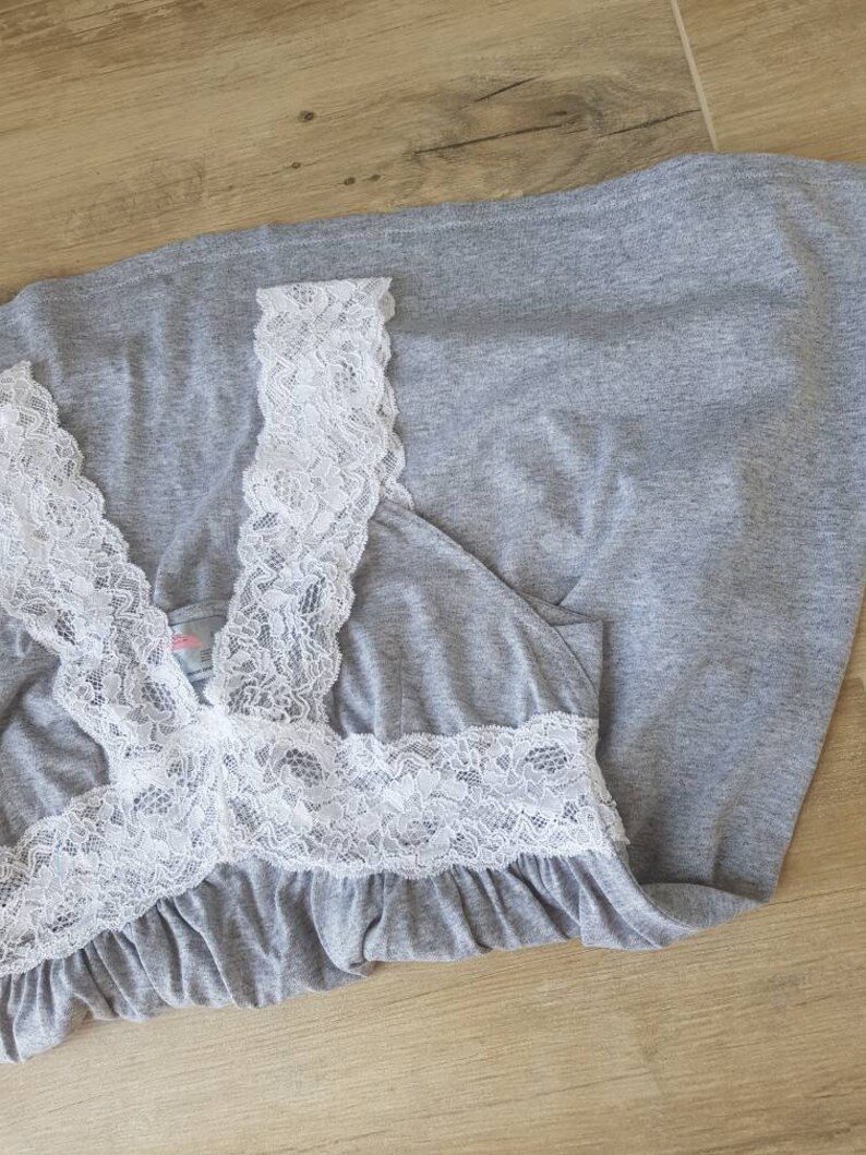 Cotton Nightgown Grey Cotton Nightdress Cotton Sleepwear Etsy Ireland