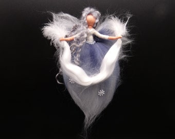 Winter fairy felt angel Mrs. Holle ice flower ice crystal purity fairytale wool seasonal table
