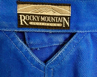 VTG Rocky Mountain Jeans Size 24 Cobalt Blue RARE Cut Out Bare Back 80s 90s