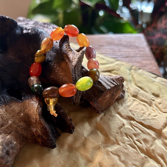 Natural Multi-Color Gobi Desert Polished Stone Agate Colored Candy Bracelet Boho