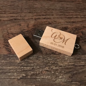 Customized Engraved Wood Flash Drive  Wedding Gift Personalized USB Drive