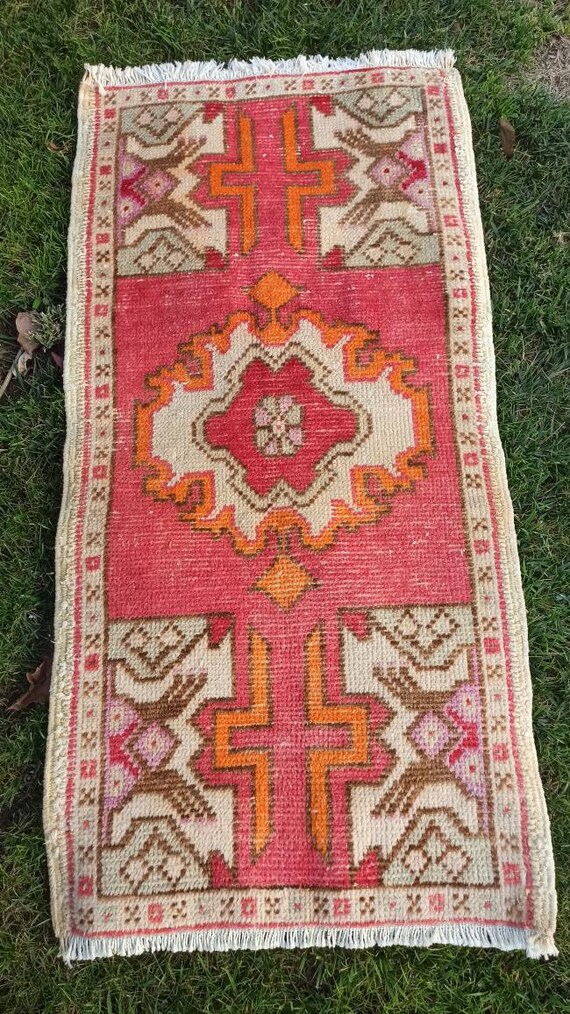 Door Mat Rug Entry Rug Decorative Small Rug Handmade Small Rug Turkish Small Rug Carpet Small Rug Vintage Small Rug Oushak 1.7x3.2 ft