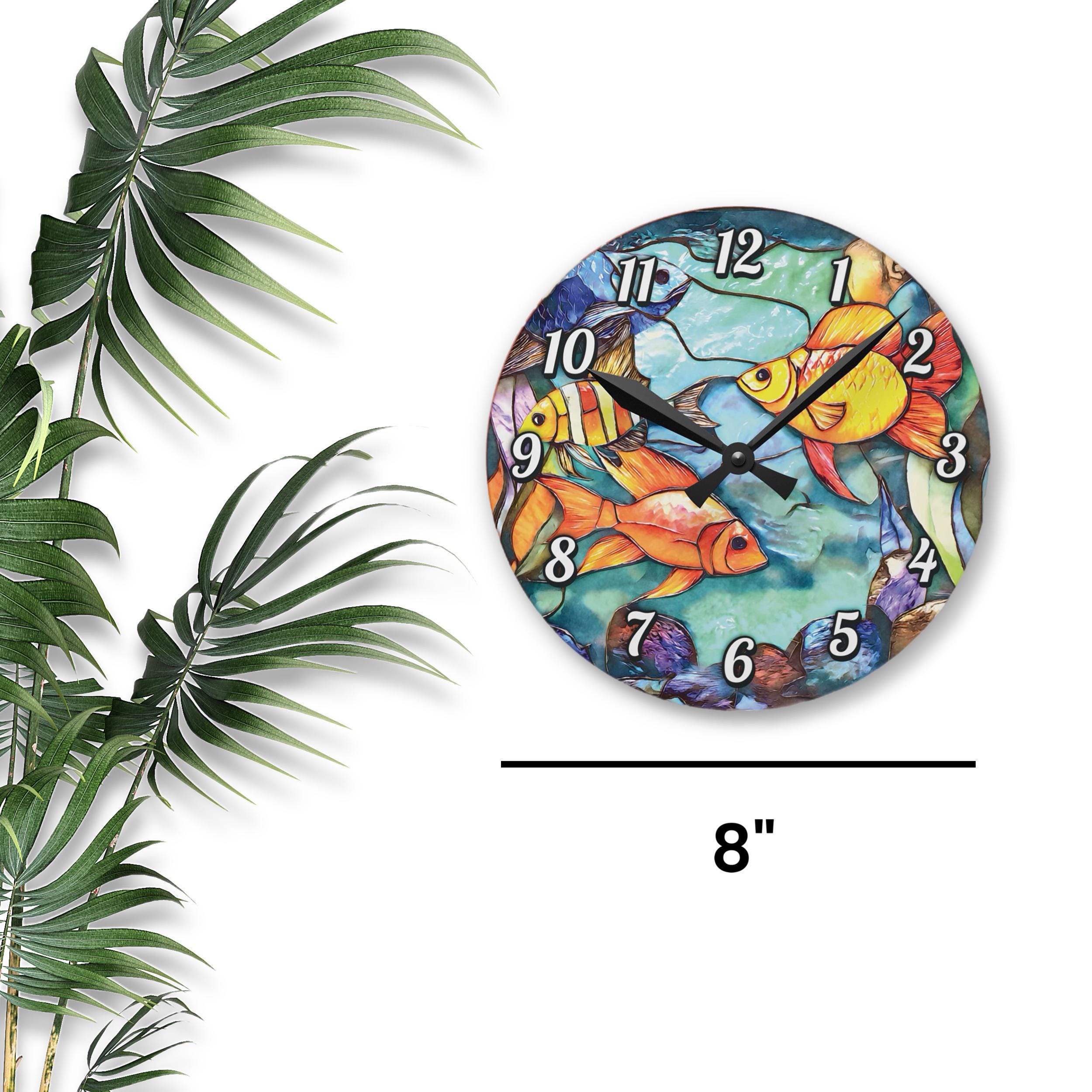 Stained Glass Style Fish Wall Clock: Vibrant Ocean Decor, Unique ...