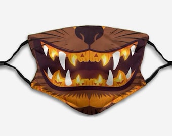 Jack O Lantern Mask - Wolf Face Mask - Halloween Half Mask - Kids Costume Cover