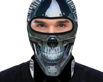 Cyborg Skull Balaclava Face Mask, Halloween Costume, Head Face Mask, Cyberpunk Mask